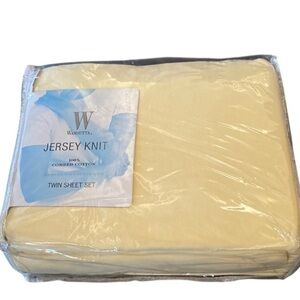 Wamsutta Jersey Knit Twin Sheet Set Yellow 100% Combed Cotton 39” x 75”